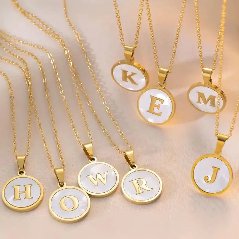 Round Letter Pendant with Necklace