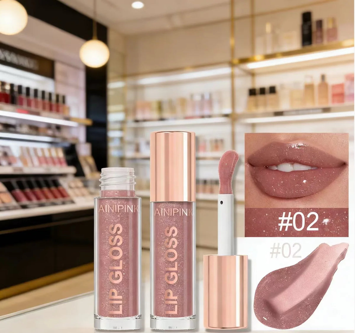 Shimmer Glitter Lip Gloss Lipstick 1pc/6pc/set Waterproof Moisturizing Jelly Hydrating Plumping Nude Y2K Daily&Party Makeup Gift