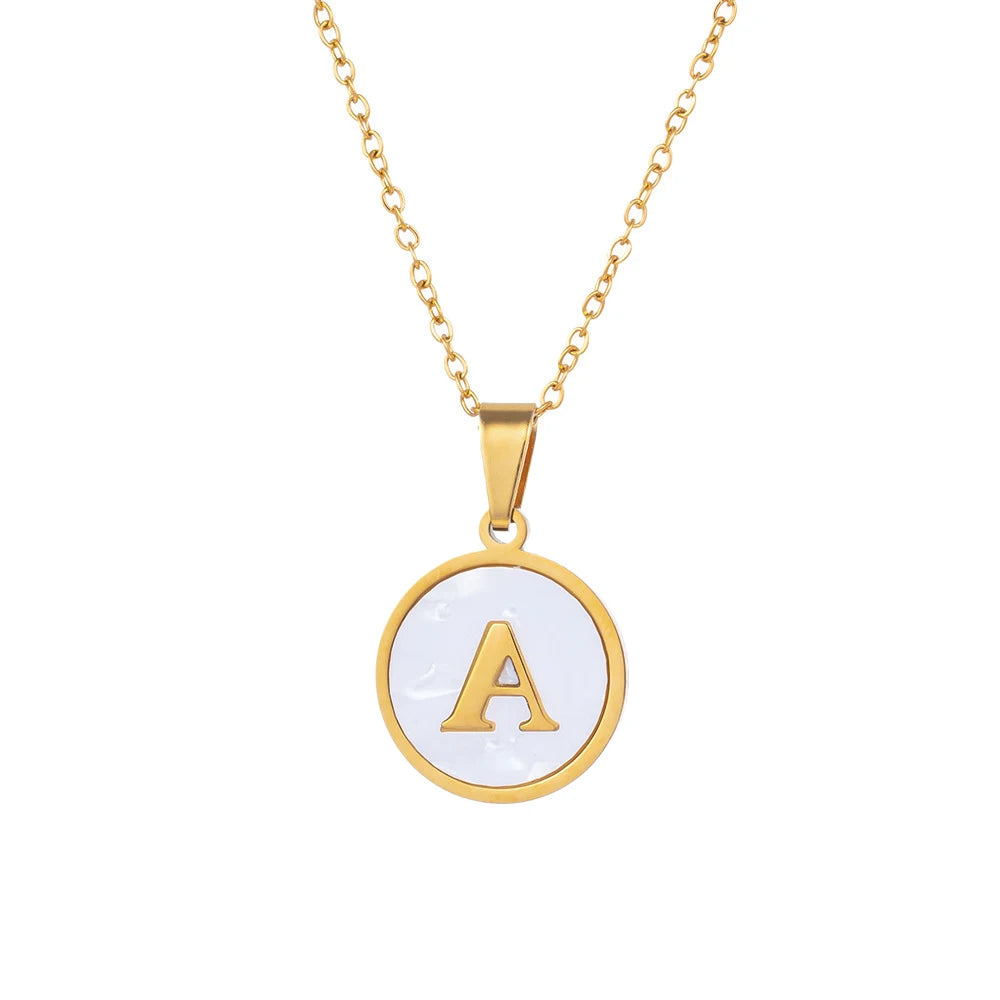 Round Letter Pendant with Necklace