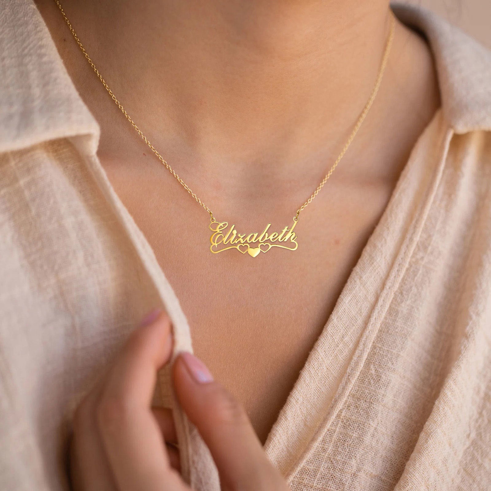 Tri-Heart Custom Name Necklace | Nush