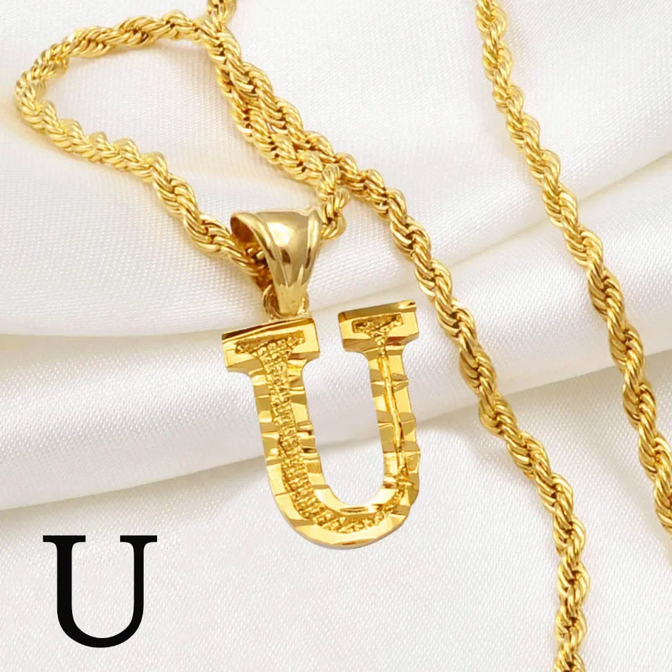 Letter Pendant with Rope Chain | Nush Jewelers