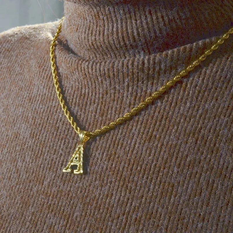 Letter Pendant with Rope Chain | Nush Jewelers