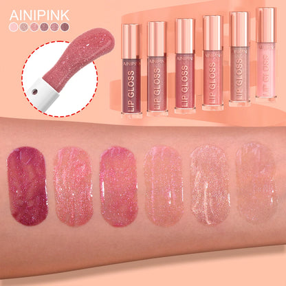 Shimmer Glitter Lip Gloss Lipstick 1pc/6pc/set Waterproof Moisturizing Jelly Hydrating Plumping Nude Y2K Daily&Party Makeup Gift