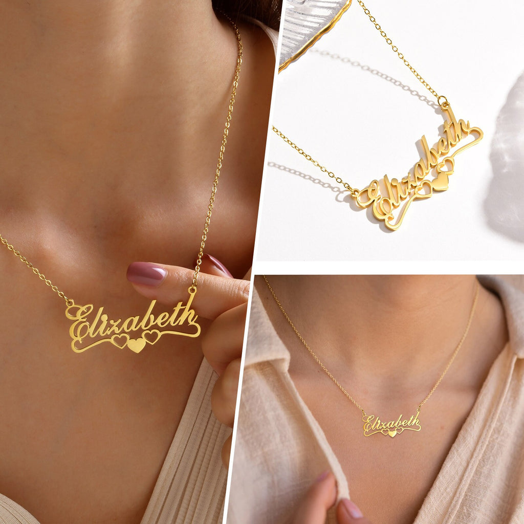 Tri-Heart Custom Name Necklace | Nush