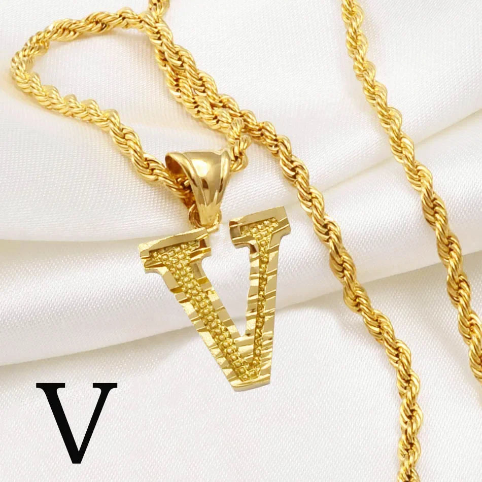 Letter Pendant with Rope Chain | Nush Jewelers