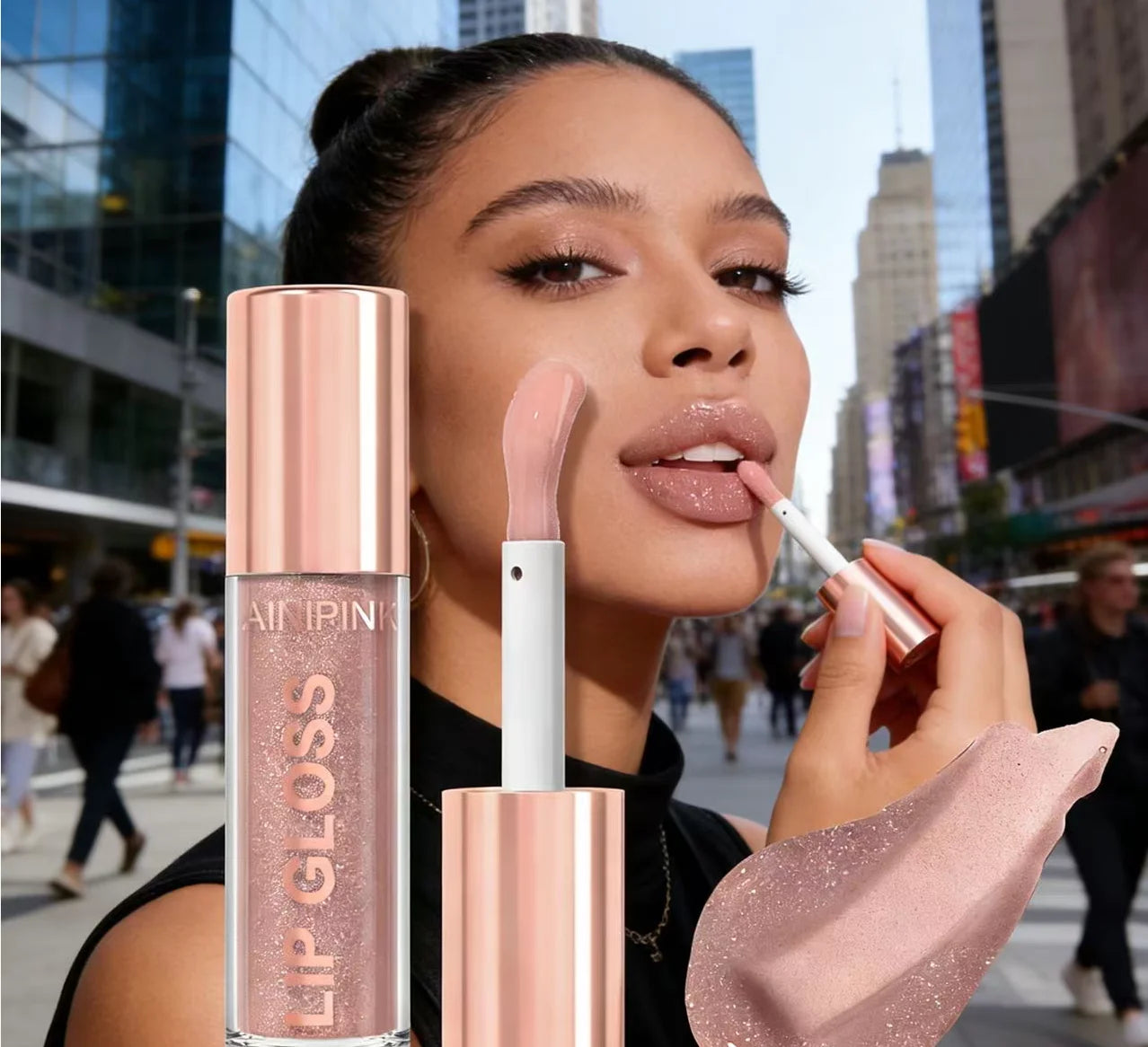 Shimmer Glitter Lip Gloss Lipstick 1pc/6pc/set Waterproof Moisturizing Jelly Hydrating Plumping Nude Y2K Daily&Party Makeup Gift